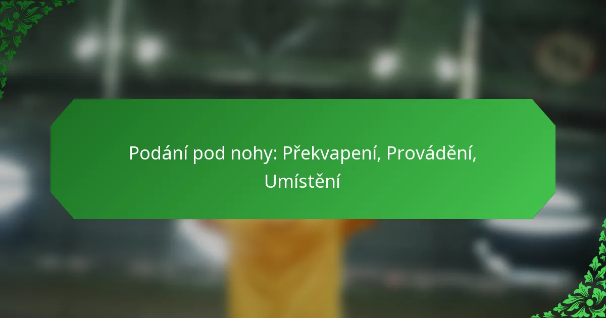 Podání pod nohy: Překvapení, Provádění, Umístění