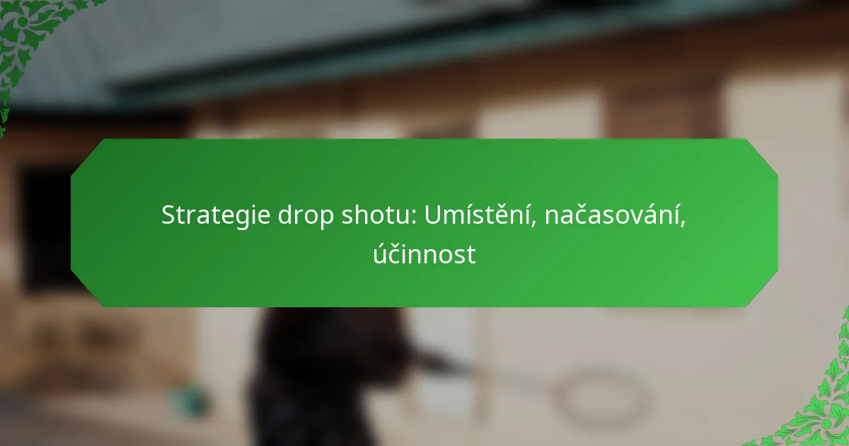 Strategie drop shotu: Umístění, načasování, účinnost