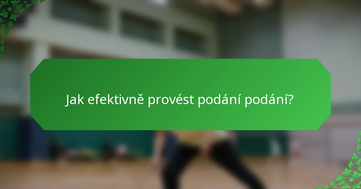 Jak efektivně provést podání podání?