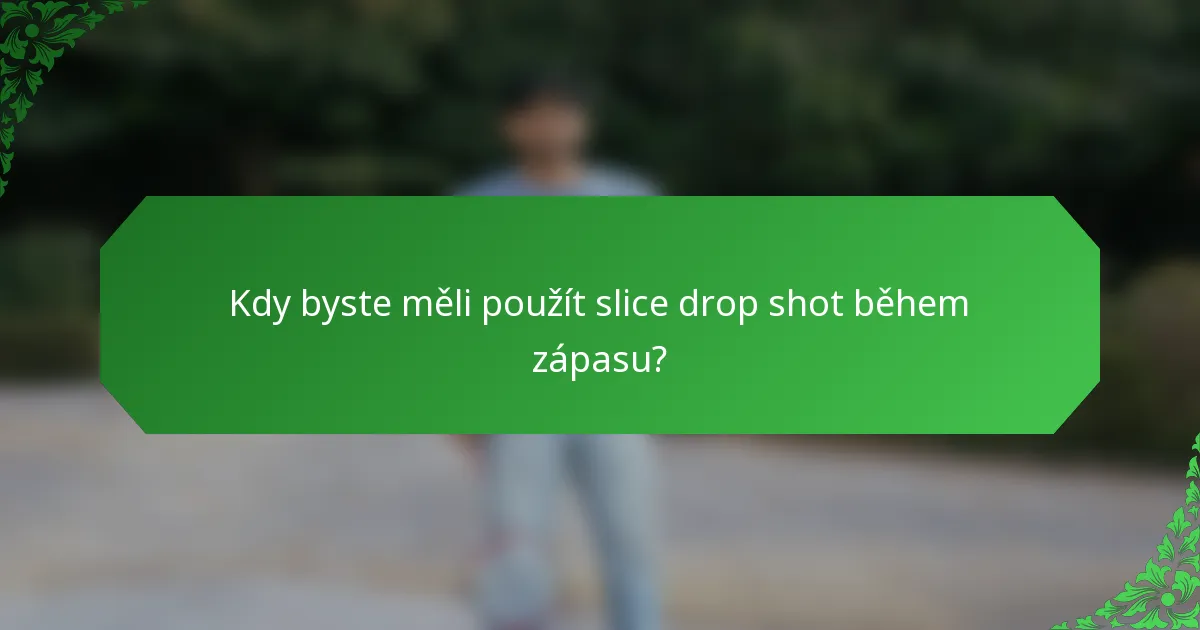 Kdy byste měli použít slice drop shot během zápasu?